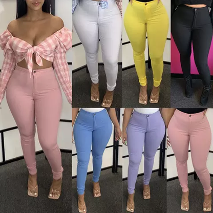 Women Stretch High Waist candy color skinny Jeans Demin pants Trousers women pencil pants