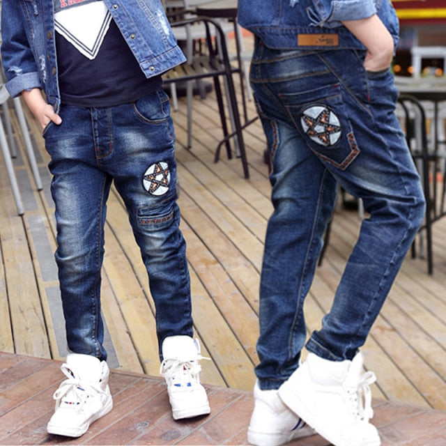 IENENS Fashion Boys Slim Jeans Spring Autumn Long Pants Young Boy Straight Denim Trousers Baby Cowboy Pants Plus Size