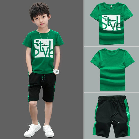 Boys Clothes Set Short Sleeve T-Shirt +Pants Summer Kids Boy Sports Suit Children Clothing Outfits Teen 5 6 7 8 9 10 11 12 Years