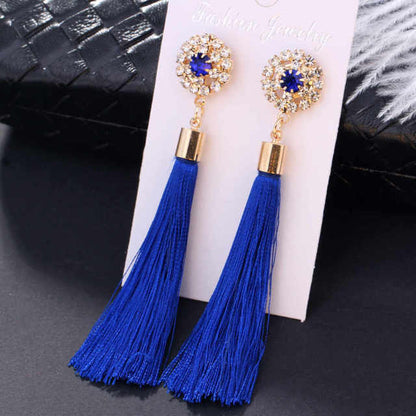 L&H Handmade Tassel Earrings For Women 2018 Fashion Female Drop Earrings Jewelry Vintage Statement Crystal Silk Long Earrings