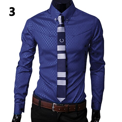 2020 Fashion Men Argyle Luxury Business Style Slim-Fit Long Sleeve Casual Dress Shirt Christmas gift moda hombre рубахи мужские