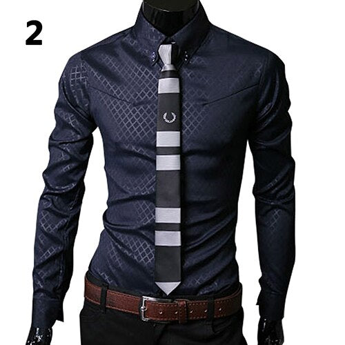 2020 Fashion Men Argyle Luxury Business Style Slim-Fit Long Sleeve Casual Dress Shirt Christmas gift moda hombre рубахи мужские