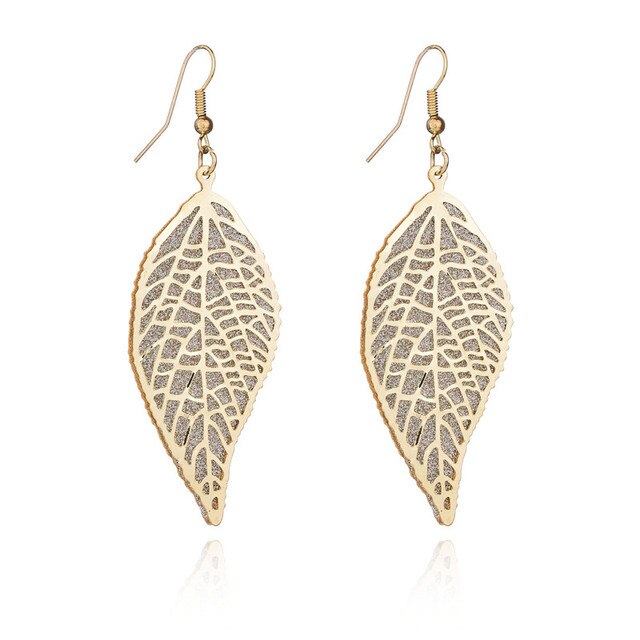 Fashion Irregular Long Dangle Earrings For Women Charm Ear Jewelry Gold Color Hanging Pendientes Flower Leaf Earings