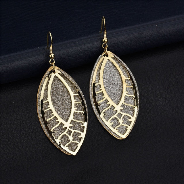 Fashion Irregular Long Dangle Earrings For Women Charm Ear Jewelry Gold Color Hanging Pendientes Flower Leaf Earings