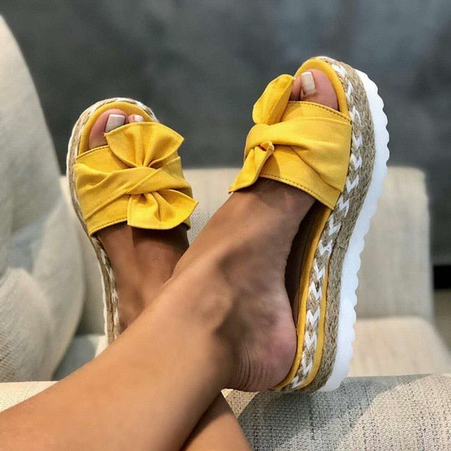 Women Sandals Platform Sandals Shoes Women Bow 2020 Summer Sandals Slipper Indoor Outdoor Flip-flops Beach Shoes Female Slippers