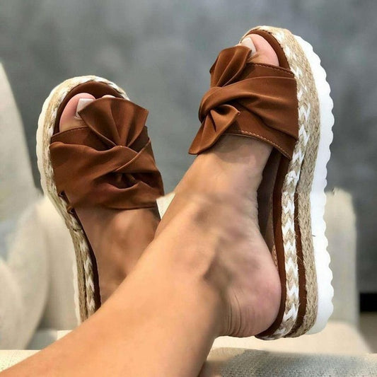 Women Sandals Platform Sandals Shoes Women Bow 2020 Summer Sandals Slipper Indoor Outdoor Flip-flops Beach Shoes Female Slippers