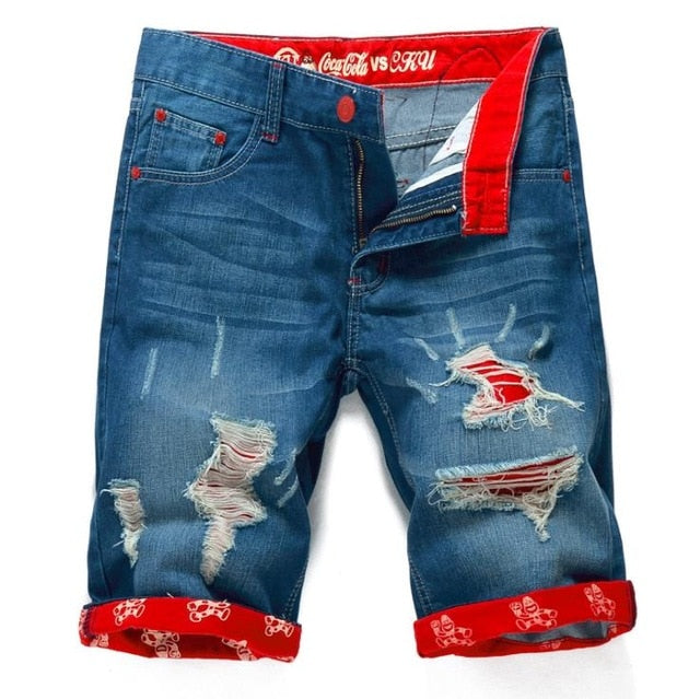 New Fashion Mens Ripped Short Jeans Brand Clothing Bermuda Summer 100% Cotton Shorts Breathable Denim Shorts Male Size 28-38