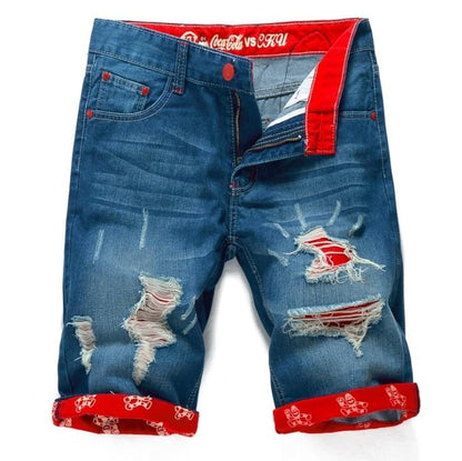 New Fashion Mens Ripped Short Jeans Brand Clothing Bermuda Summer 100% Cotton Shorts Breathable Denim Shorts Male Size 28-38