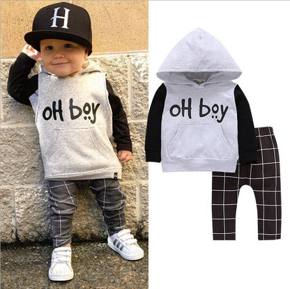 2020 New Baby Boy Girls Winter Clothing Suit Clothing "OH BOY" Casual Long Sleeve Sweater + Pants Baby Boys 2PCS Clothes Set