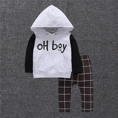 2020 New Baby Boy Girls Winter Clothing Suit Clothing "OH BOY" Casual Long Sleeve Sweater + Pants Baby Boys 2PCS Clothes Set