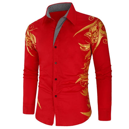 Spring Autumn Features Shirts Men Casual Gold Shirt New Arrival Long Sleeve Casual Slim Fit Male Shirts