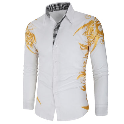 Spring Autumn Features Shirts Men Casual Gold Shirt New Arrival Long Sleeve Casual Slim Fit Male Shirts