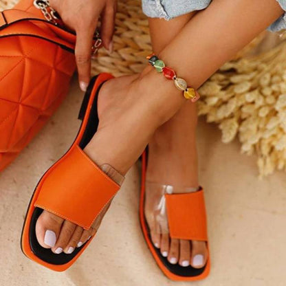 2020 Women&#39;s Slippers Summer Females Patchwork Open-toe Flat Casual Sandals Ladies Color Matching Outdoor Beach Flat Slippers