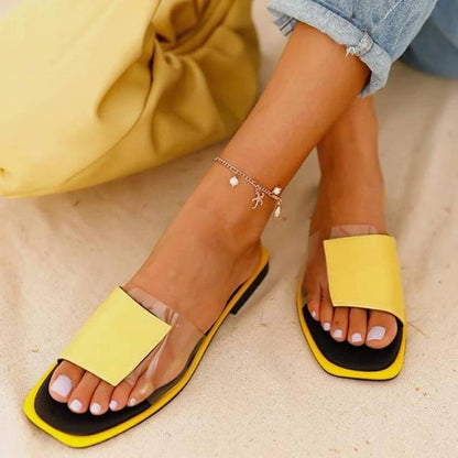 2020 Women&#39;s Slippers Summer Females Patchwork Open-toe Flat Casual Sandals Ladies Color Matching Outdoor Beach Flat Slippers