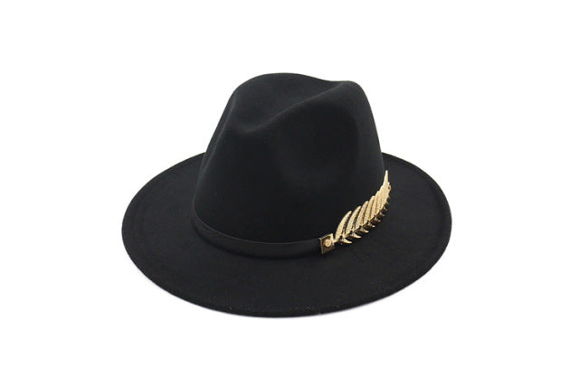 Ladies Wool Fedora Warm Jazz Hat Chapeau Femme feutre Panaman cap Felt Women Fedora Hats with Pearls Belt Vintage Trilby Caps