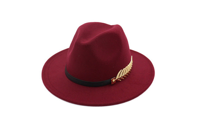 Ladies Wool Fedora Warm Jazz Hat Chapeau Femme feutre Panaman cap Felt Women Fedora Hats with Pearls Belt Vintage Trilby Caps