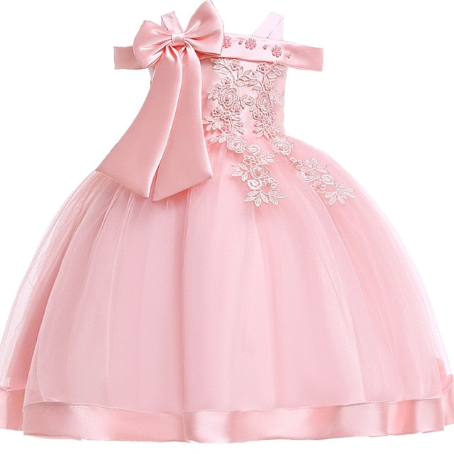 Embroidery Silk Princess Dress for Baby Girl Flower Elegant Girls Dresses Winter Party Christmas Halloween Kids Dresses Clothes