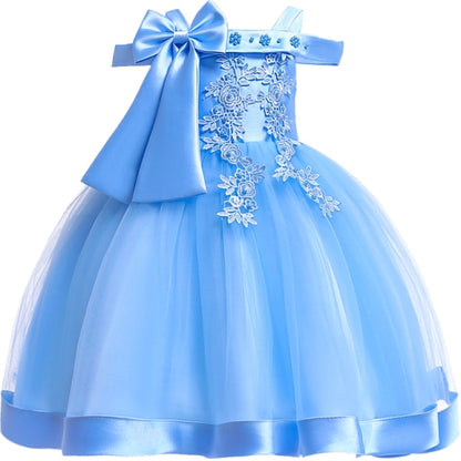 Embroidery Silk Princess Dress for Baby Girl Flower Elegant Girls Dresses Winter Party Christmas Halloween Kids Dresses Clothes