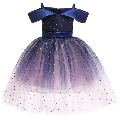 Embroidery Silk Princess Dress for Baby Girl Flower Elegant Girls Dresses Winter Party Christmas Halloween Kids Dresses Clothes