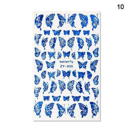 1pc Holographic 3D Butterfly Nail Art Stickers Adhesive Sliders Colorful DIY Golden Nail Transfer Decals Foils Wraps Decorations