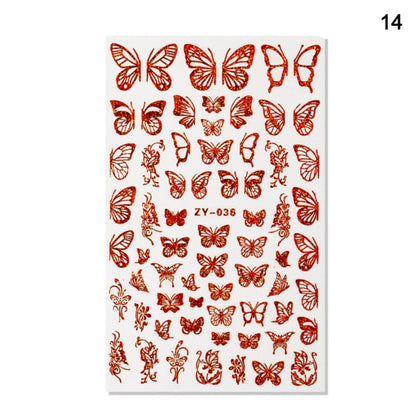 1pc Holographic 3D Butterfly Nail Art Stickers Adhesive Sliders Colorful DIY Golden Nail Transfer Decals Foils Wraps Decorations