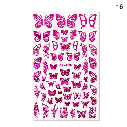 1pc Holographic 3D Butterfly Nail Art Stickers Adhesive Sliders Colorful DIY Golden Nail Transfer Decals Foils Wraps Decorations