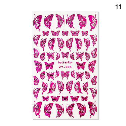 1pc Holographic 3D Butterfly Nail Art Stickers Adhesive Sliders Colorful DIY Golden Nail Transfer Decals Foils Wraps Decorations