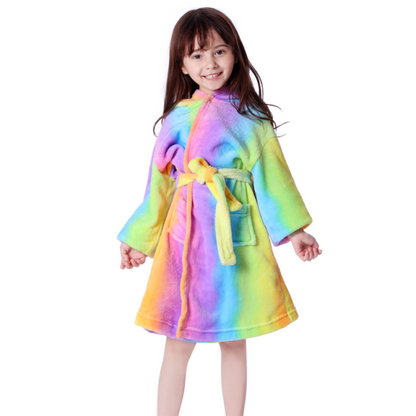 Unicorn Hooded Children Bathrobes Baby Rainbow Bath Robe Animal For Boys Girls Pyjamas Nightgown Kids Sleepwear 3-11Y