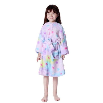 Unicorn Hooded Children Bathrobes Baby Rainbow Bath Robe Animal For Boys Girls Pyjamas Nightgown Kids Sleepwear 3-11Y