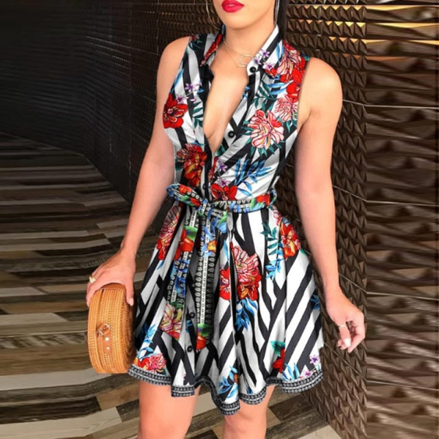 Women Chain Print Long Sleeve Dress Casual Bandage Mini A-line Dresses Sexy Party Summer Feminias Vestidos Female Sleepwear