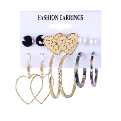 32 styles Hot Sale Trendy Earrings Acrylic Faux Pearl Circle Tassel Earings 6-Piece Set fashion earing for women wholesale