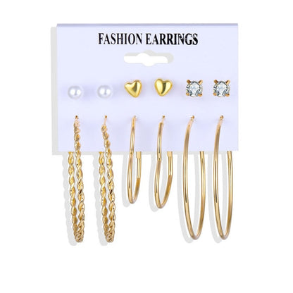 32 styles Hot Sale Trendy Earrings Acrylic Faux Pearl Circle Tassel Earings 6-Piece Set fashion earing for women wholesale