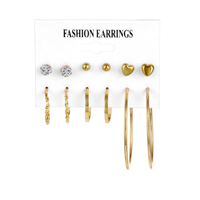 32 styles Hot Sale Trendy Earrings Acrylic Faux Pearl Circle Tassel Earings 6-Piece Set fashion earing for women wholesale