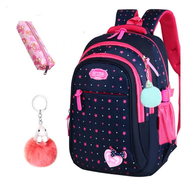 Cute Girls School Bags Children Primary Backpack Stars Print Princess Schoolbag Cute Bowknot Kids Bookbags Mochila Escolar