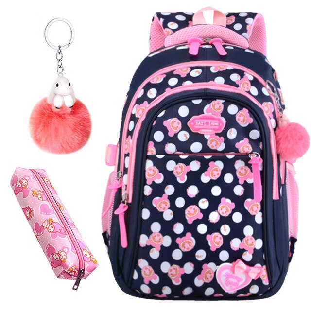 Cute Girls School Bags Children Primary Backpack Stars Print Princess Schoolbag Cute Bowknot Kids Bookbags Mochila Escolar