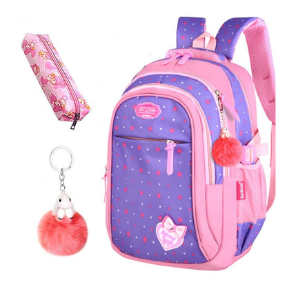 Cute Girls School Bags Children Primary Backpack Stars Print Princess Schoolbag Cute Bowknot Kids Bookbags Mochila Escolar