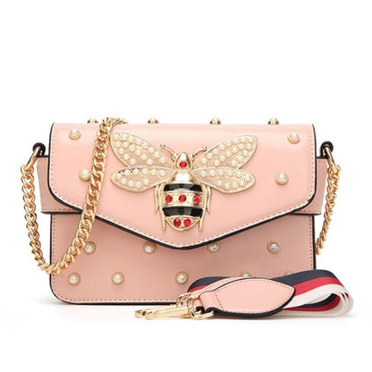 Small Pu Crossbody Bags For Women 2021 Chains Bee Luxury Handbags Designer Famous Brand Shoulder Bag Hand Sac A Main Female