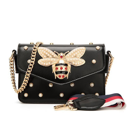 Small Pu Crossbody Bags For Women 2021 Chains Bee Luxury Handbags Designer Famous Brand Shoulder Bag Hand Sac A Main Female