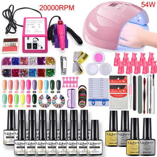 Mobray Nail Manicure Set for Nail Kit with Led Nail Lamp 20000RPM Nail Drill Machine Nail Polish Kit Acrylic Nail Art Tools Set