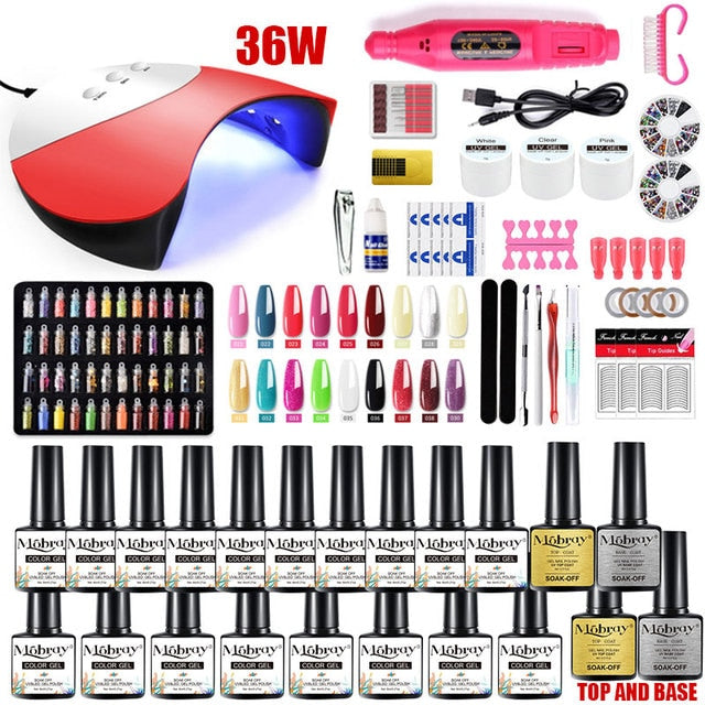 Mobray Nail Manicure Set for Nail Kit with Led Nail Lamp 20000RPM Nail Drill Machine Nail Polish Kit Acrylic Nail Art Tools Set