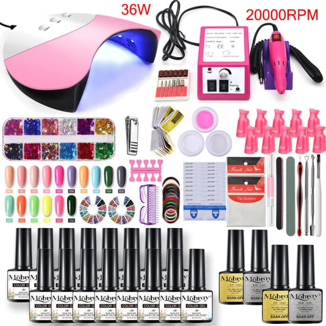 Mobray Nail Manicure Set for Nail Kit with Led Nail Lamp 20000RPM Nail Drill Machine Nail Polish Kit Acrylic Nail Art Tools Set