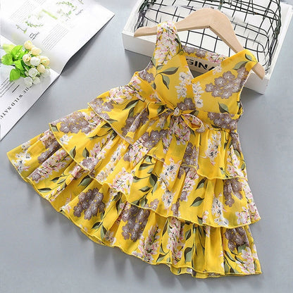 HE Hello Enjoy Girls Dresses 2021 Summer Teenagers Dot Sling Princess Cake Elegant Children Kids Clothes Girl Dress 4 8 10 Years