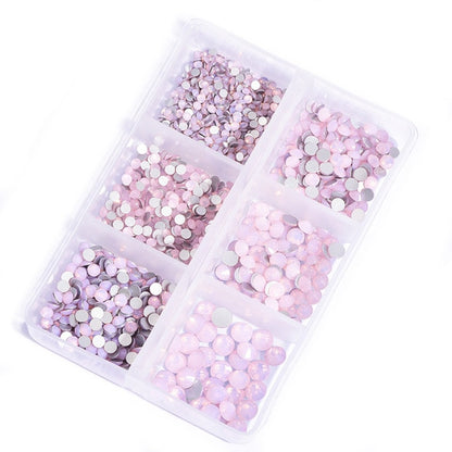 1 Box Crystal Nail Art Rhinestone Gold Silver Clear All Color Flat Bottom Mixed Shape DIY Nail Art 3D Decoration In 6cell pot