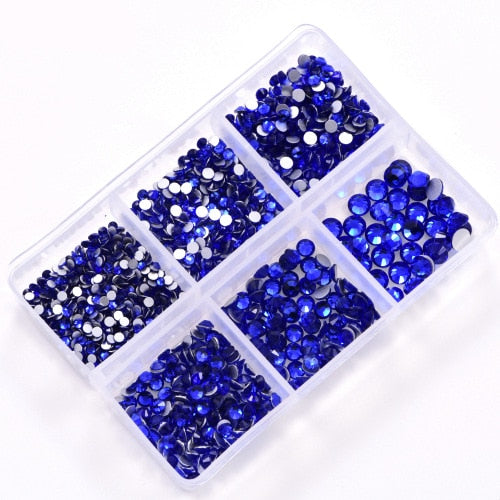 1 Box Crystal Nail Art Rhinestone Gold Silver Clear All Color Flat Bottom Mixed Shape DIY Nail Art 3D Decoration In 6cell pot