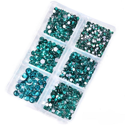 1 Box Crystal Nail Art Rhinestone Gold Silver Clear All Color Flat Bottom Mixed Shape DIY Nail Art 3D Decoration In 6cell pot