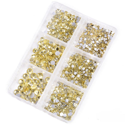 1 Box Crystal Nail Art Rhinestone Gold Silver Clear All Color Flat Bottom Mixed Shape DIY Nail Art 3D Decoration In 6cell pot