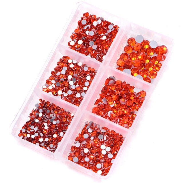 1 Box Crystal Nail Art Rhinestone Gold Silver Clear All Color Flat Bottom Mixed Shape DIY Nail Art 3D Decoration In 6cell pot