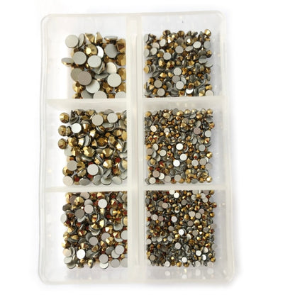 1 Box Crystal Nail Art Rhinestone Gold Silver Clear All Color Flat Bottom Mixed Shape DIY Nail Art 3D Decoration In 6cell pot