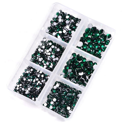 1 Box Crystal Nail Art Rhinestone Gold Silver Clear All Color Flat Bottom Mixed Shape DIY Nail Art 3D Decoration In 6cell pot