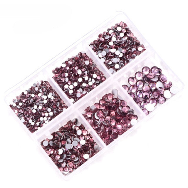 1 Box Crystal Nail Art Rhinestone Gold Silver Clear All Color Flat Bottom Mixed Shape DIY Nail Art 3D Decoration In 6cell pot